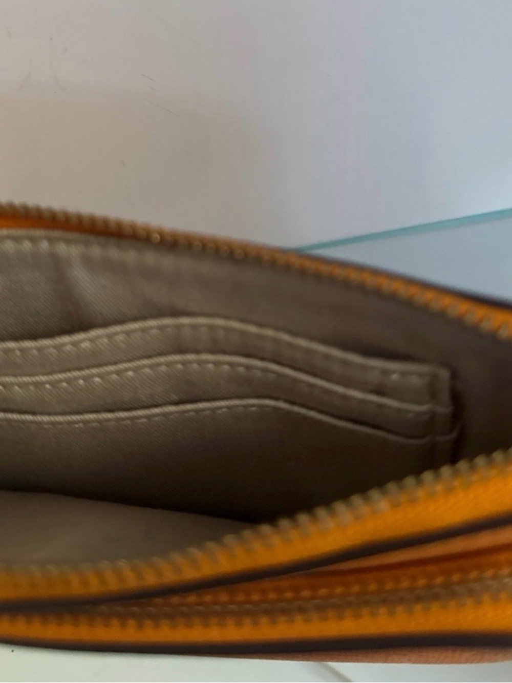 Coach Orange Leather Double-Zip Wristlet - Picture 5 of 5
